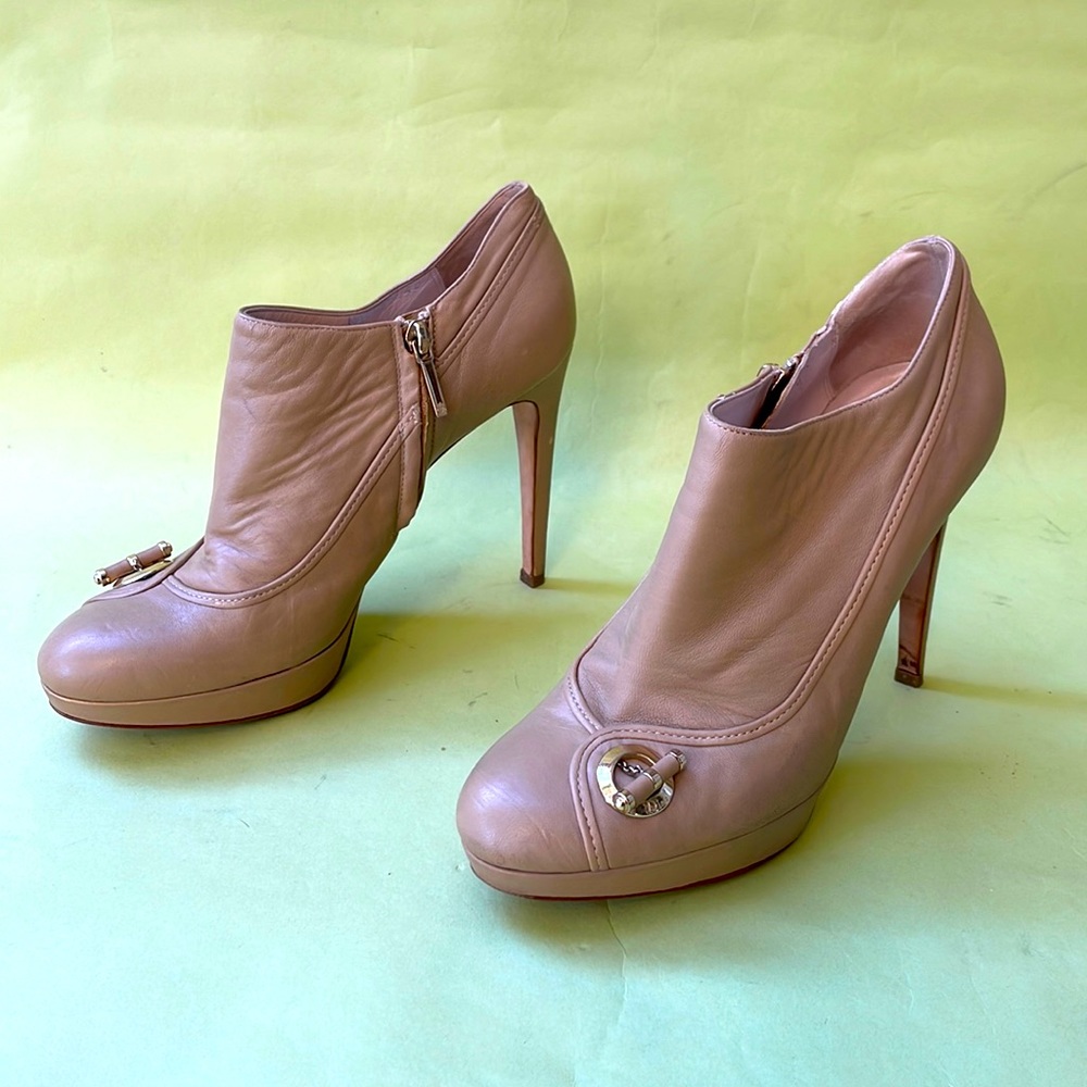 Dark cream/gold Christian Dior all leather booties - Picture 4 of 16